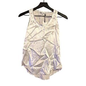 Iris & Ink White Organic Silk Tank Top Organic Sleeveless Blouse Size UK 4 US 0